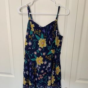 Old Navy Floral Ruffle Sun Dress Navy Blue Medium